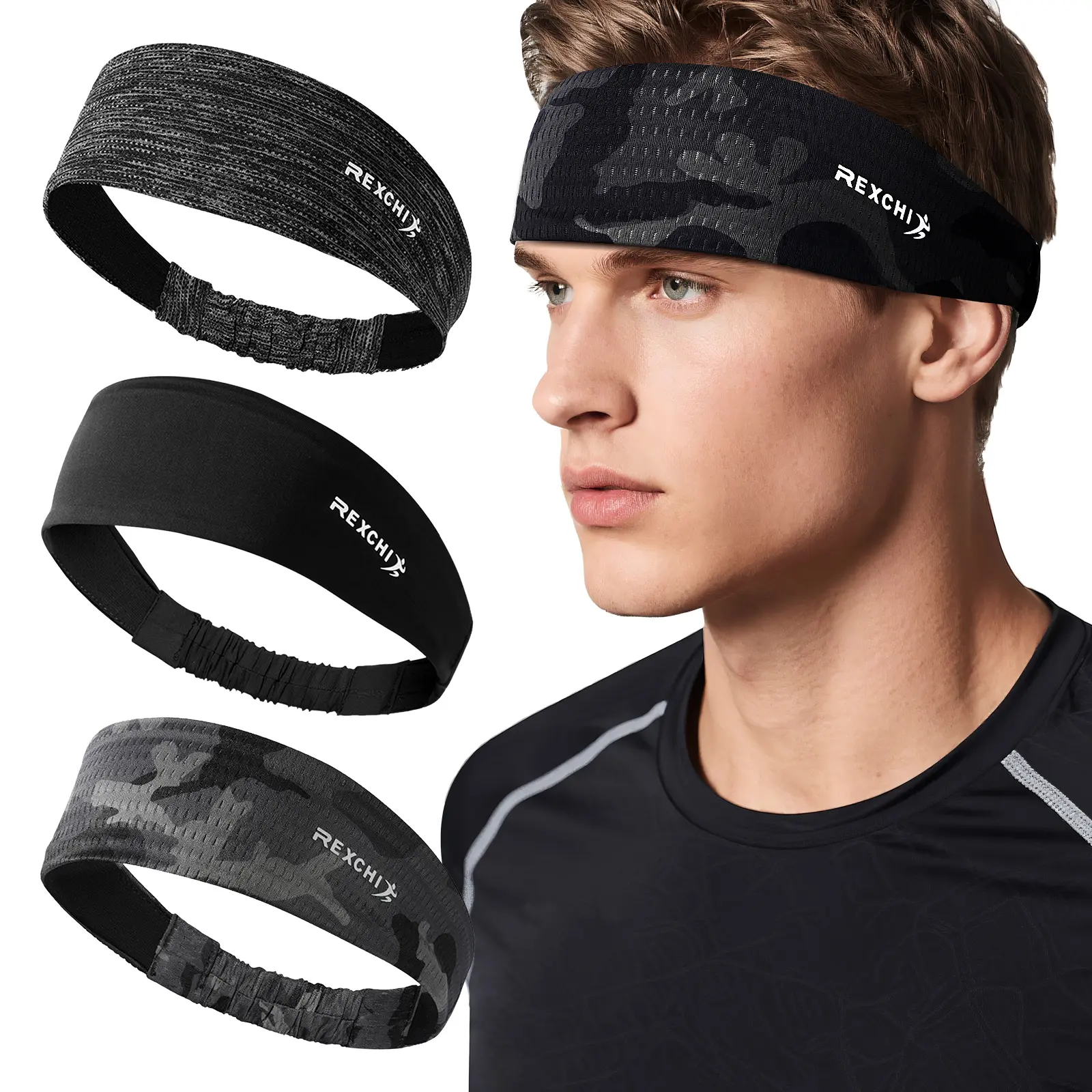 OIDEA Unisex 3-Pack Adjustable Wide-Band Multi-Sport Headbands, Fast-Dry, Moisture-Wicking Elastic Sweat-Absorbing Headbands for Running, Gym Workouts, Adjustable Headband summerwins
