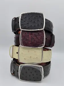 Los Altos Mens Ostrich Rectangle Buckle Belt