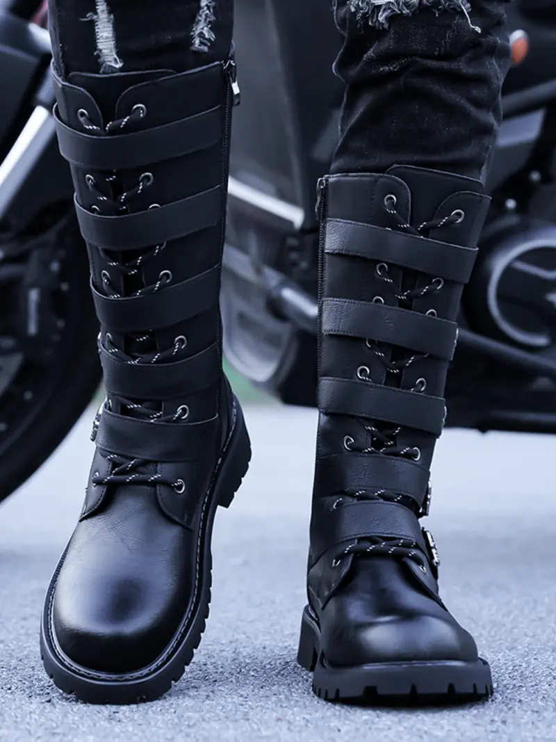 Men\'s Gothic Combat Boots - Platform Mid-Calf Festival Boots Mens Gothic Boot Valor-220 | 1 1/2 main image 4