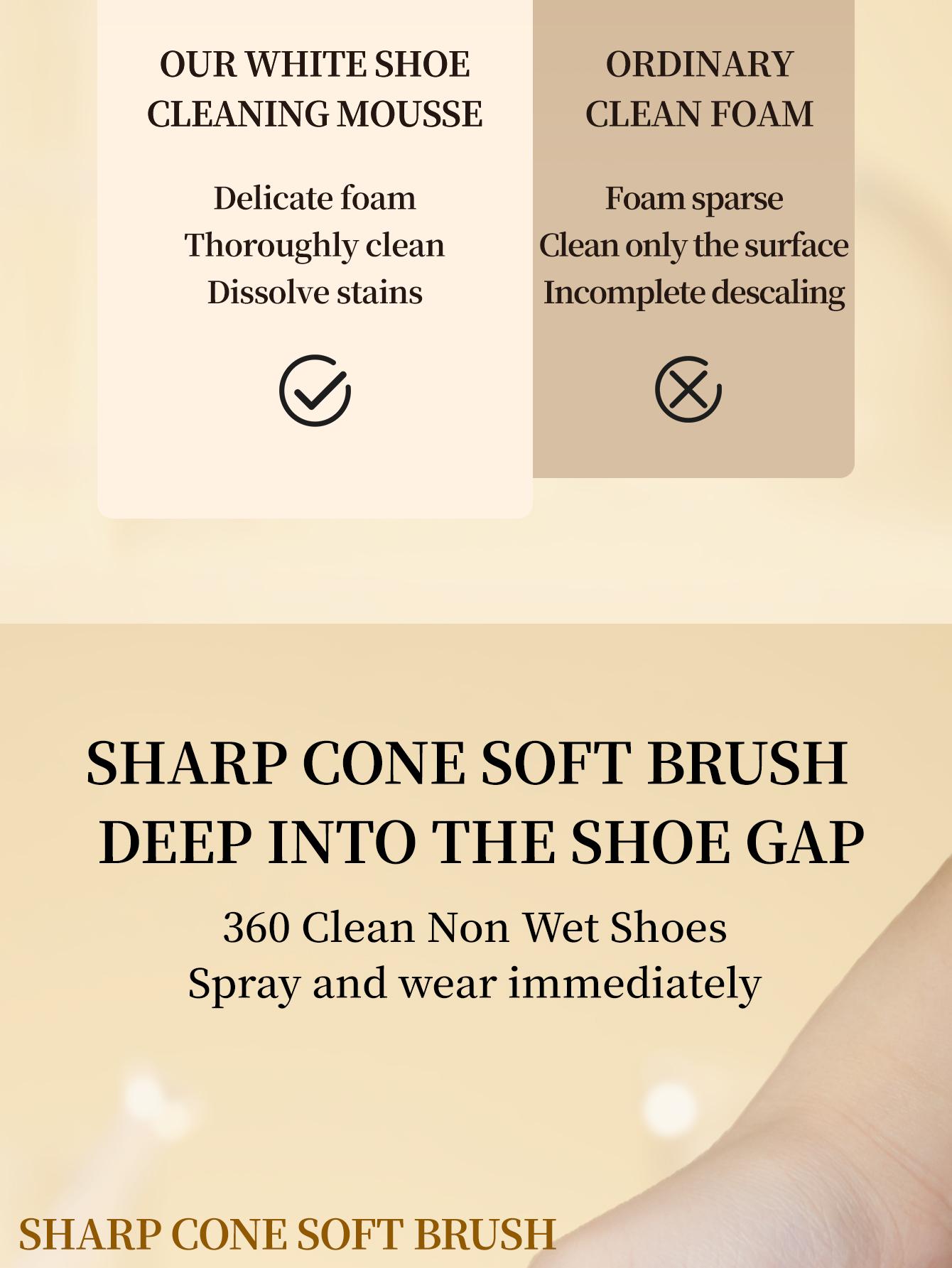 VENROCK White Shoe Cleaning Mousse | Waterless Foam Sneaker Cleaner with Built‑in Soft Brush, Stain & Yellowing Remover for All Footwear, Quick Dry No‑Wash Shoe Cleaner
