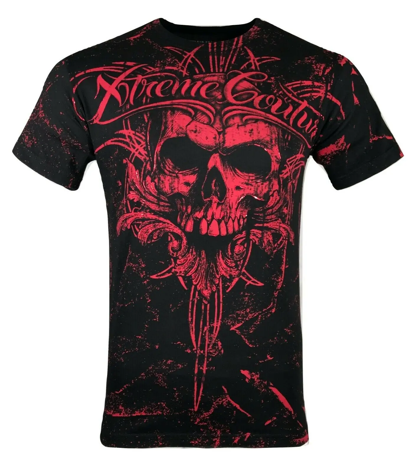 Xtreme Couture Men's Alternative Style Tops - Lightweight Biker MMA Graphic Short Sleeve Tee, Designed and Made in USA, Cotton, Print, Fitted Cut, Streetwear, Shortsleeve, Round Neck, Casual