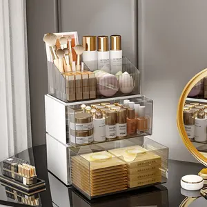 Cosmetic Storage Rack, 3 Layer Stackable Drawer, Transparent Makeup Organizer, Cosmetic Organizers, Clear Storage Box, Large Capacity Skincare Mask Box, Bathroom Accessories
