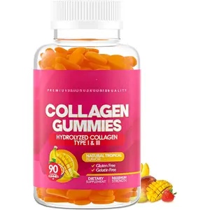 Collagen Gummies for Women & Men (90 Count) - Premium Hydrolyzed Collagen Type I & III for Hair, Skin & Nails Support - Great Tasting Tropical Flavor, Gluten-Free, Non-GMO - 90 Gummies (45 Servings)