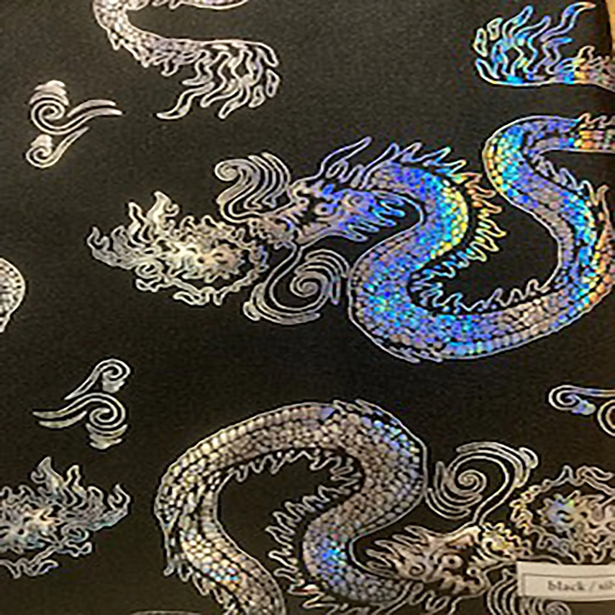 Stretchy Nylon-Spandex Hologram Asian Dragon Pattern Fabric, Ideal for Costume & Craft Cosplay Projects | Spandex Palace, Stretchy Costume Craft Fabric, Costume Fabric