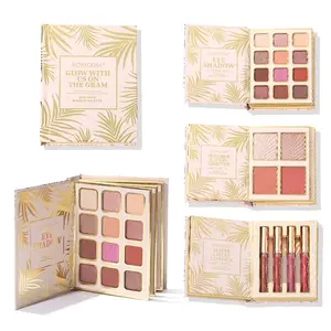 Mini 3-Layer Face Makeup Palette Set, Book-Style 3-in-1 Cosmetic Kit with Eyeshadow, Blush & Lip Gloss, Portable Gift Box