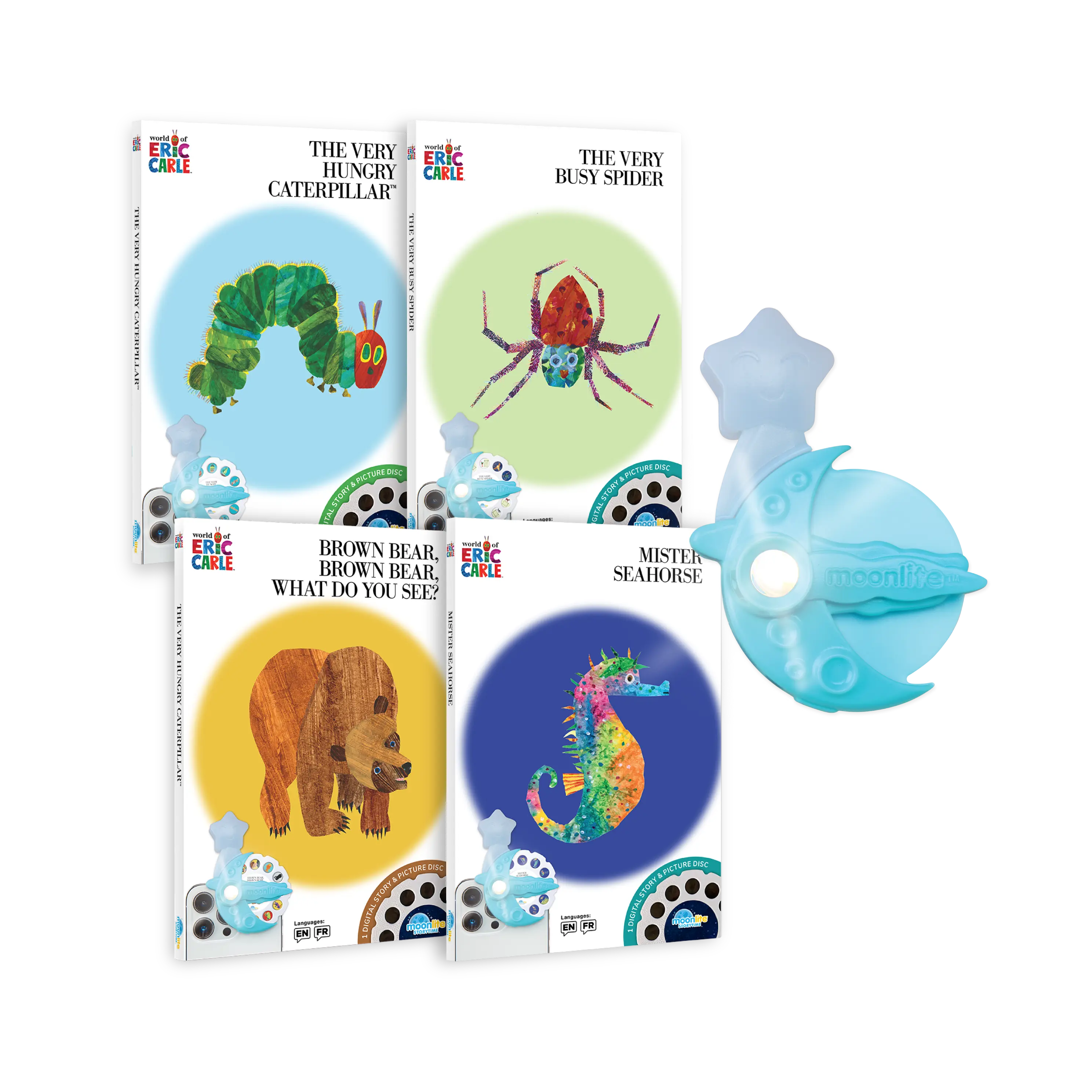 World of Eric Carle 4-Story Starter Pack, Children's Literature & Art Book Set with Projector, Visual Learning Tools for Kids