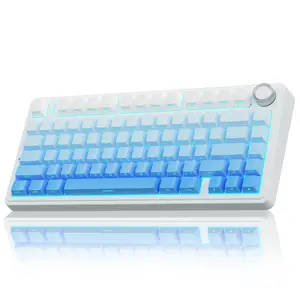AULA F75 Pro Wireless Gaming Mechanical Keyboard, Knob Control 75% Washer Hot Swappable Custom Keyboard, Tri-Mode Connect RGB Backlight, Pre-lubricated Linear Switches, Side Printed PBT Keycaps , Gradient Blue Creamy Keyboard  TikTokShopfalldealsforyou