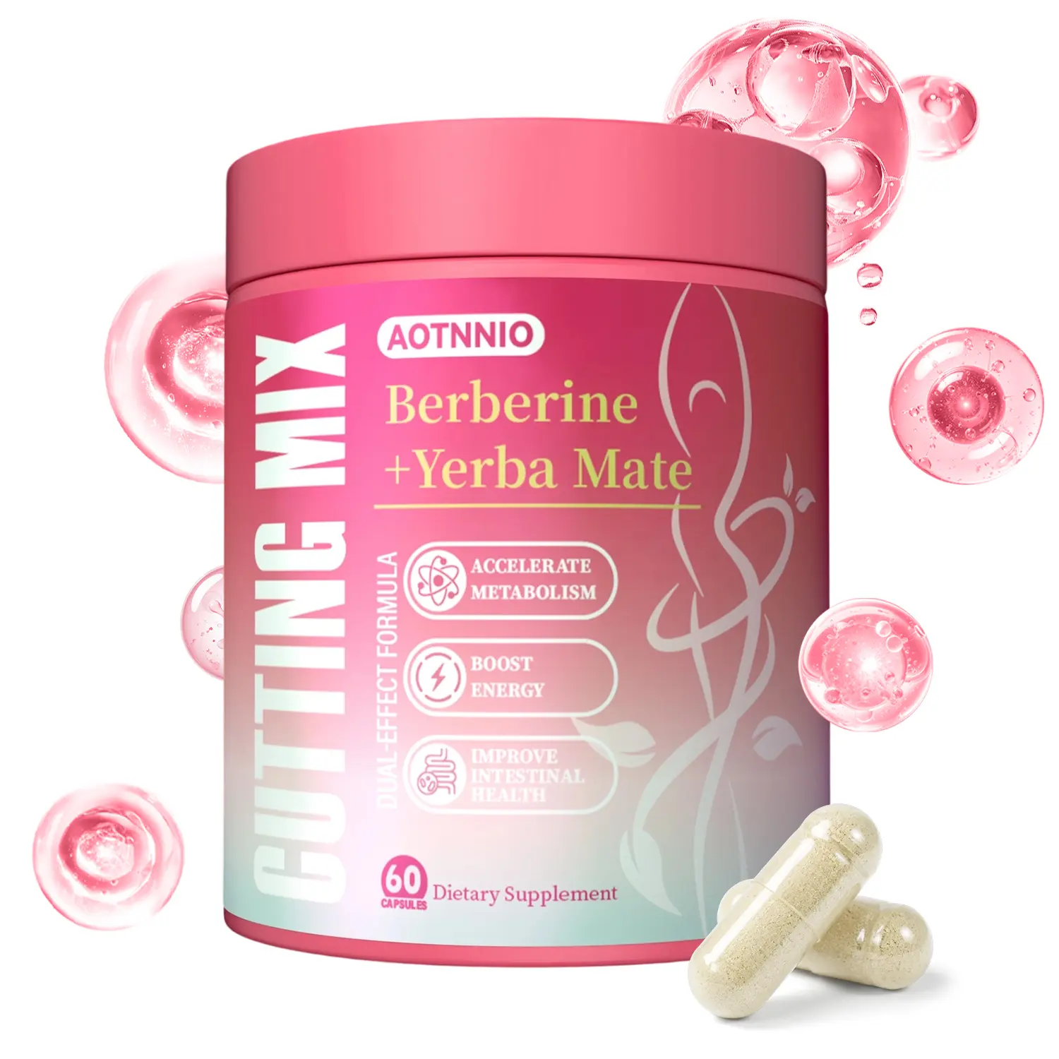 All-in-One Cutting Capsules 60ct|Berberine Complex|5-HTP|Magnesium|Chromium|Yerba Mate|Men Women Wellness