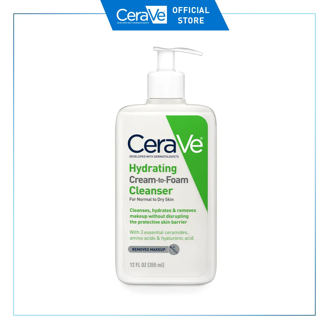 CeraVe Hydrating Cream-to-Foam Cleanser | Normal to Dry Skin | Removes Makeup CeraVe Hydrating Cream-to-Foam Cleanser | Normal to Dry Skin | Removes Makeup