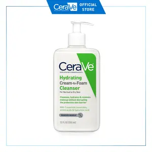 CeraVe Hydrating Cream-to-Foam Cleanser | Normal to Dry Skin | Removes Makeup CeraVe Hydrating Cream-to-Foam Cleanser | Normal to Dry Skin | Removes Makeup