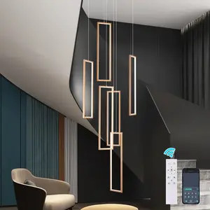 Garwarm Modern Led Chandelier with Remote, Foyer Chandeleirs for High Ceilings, Dimmable Large Chandelier Staircase Pendant Light Fixture for Entryway Living Room(6 Lights,3000-6500K)ndelier