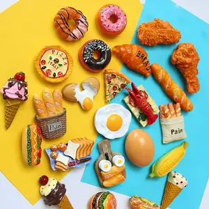 Food Fridge Sticks for Home Decoration, Hot Dog, Egg, Bread, Hamburger, Corn, Lobster, Refrigerator Sticker Baguette decorative magnet Kitchen