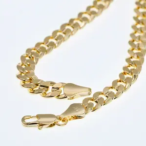 MaxBling81 Men's Premium Brass 14 Karat Gold-Plated 10mm Miami Cuban Necklace, 20"-30" Length, Men's Costume Jewelry Necklaces, Cuban Necklace Necklaces