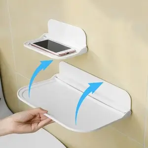 Foldable Wall Mounted Storage Rack, Bathroom Organizer, Space Saving Expandable and Foldable, No Drilling Required, Multifunctional Holder, Bathroom Accessory