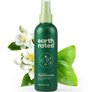Earth Rated | Dog Deodorizing Spray - Odor Control & Coat Conditioner, White Tea & Basil Scent, 8 oz, Natural Grooming, Hypoallergenic & Cruelty-Free