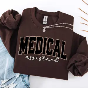 Leopard Print Medical Assistant Short Sleeved T-Shirt, Cotton Crewneck Sweatshirt, MA Nurse Gift