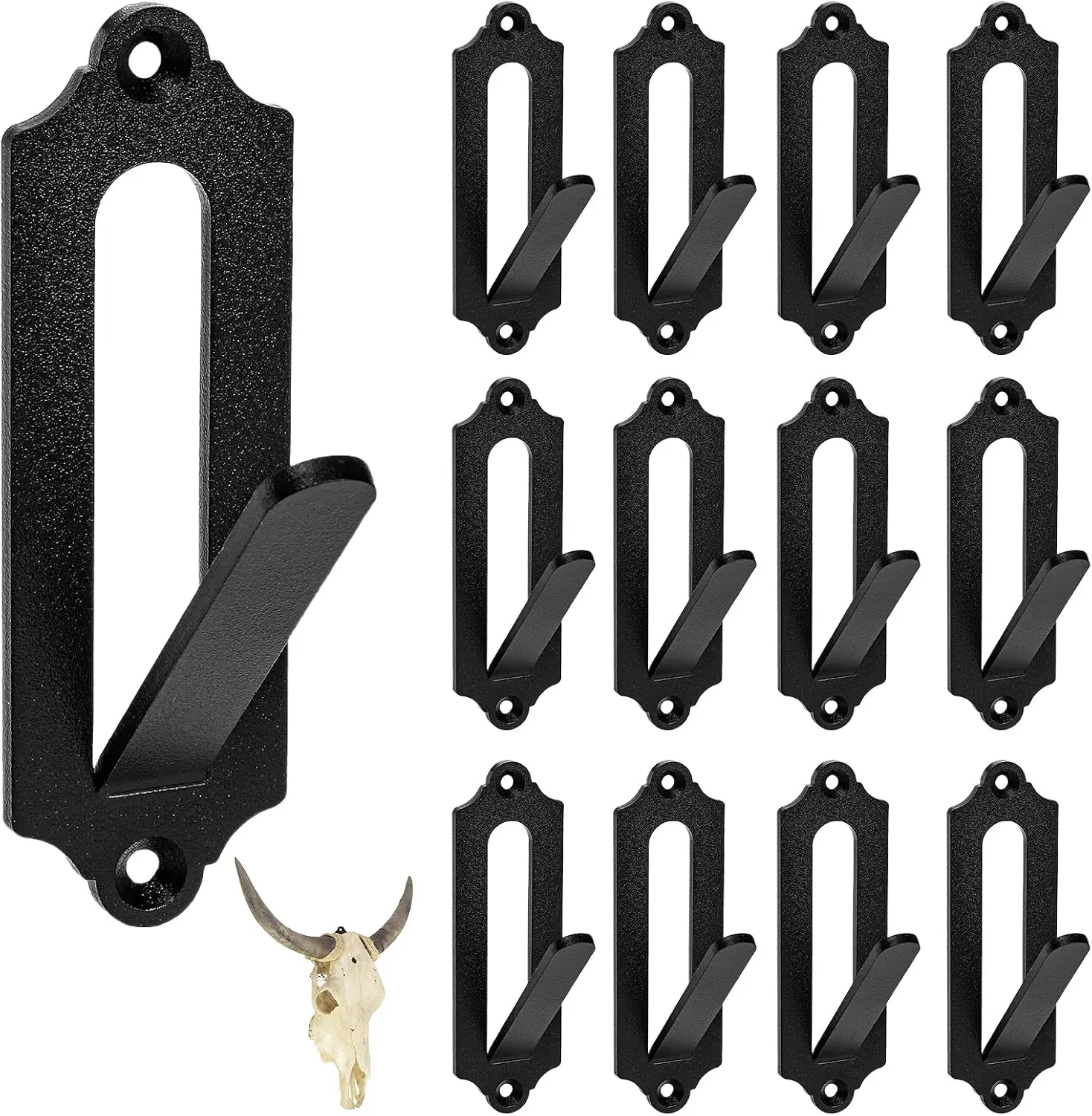 GJANSH Deer Skull Hanger Brackets - Heavy-Duty Metal European-Style Wall Mount for Deer & Antelope Heads, Anti-Rust Clamping Design, Hidden-Mount Installation Hardware Included, 12-Pack for Cabin Decor