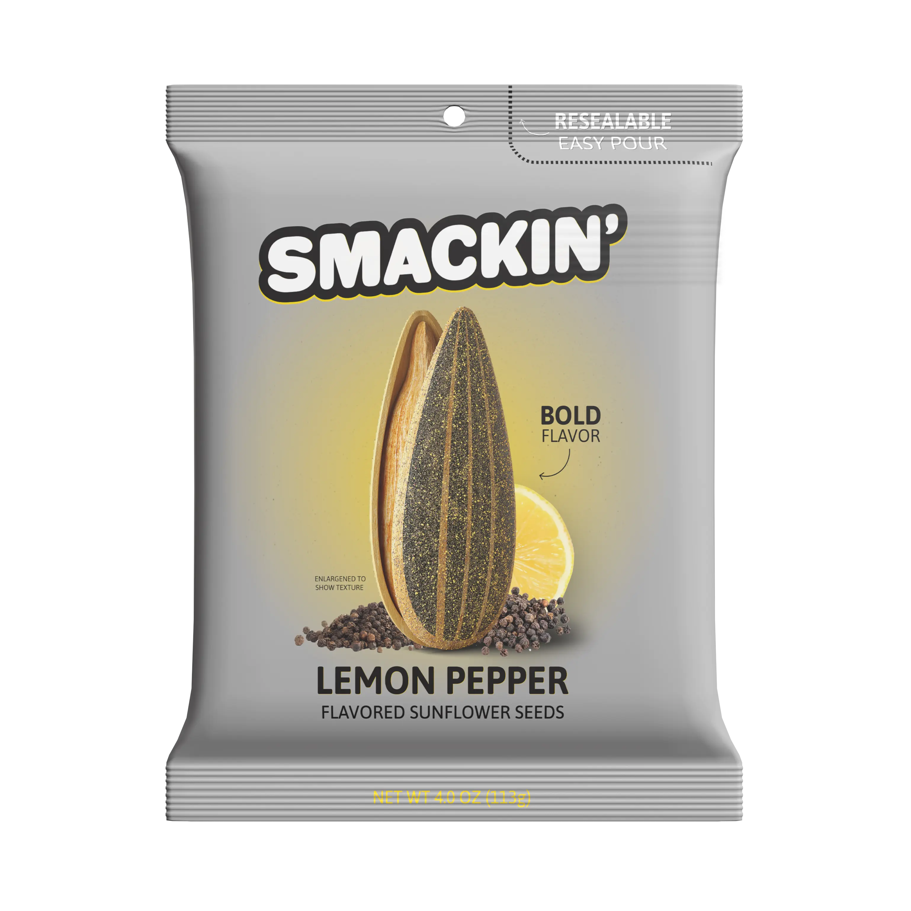 SMACKIN' Sunflower Seeds - Lemon Pepper- Made in USA - Jumbo Size Sunflower Seeds
