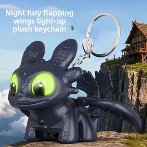 Cute Cartoon Toothless Boy Car Ornament with Wings, Creative Dashboard Decor, Fun Car Interior Accessory, Unique Vehicle Decoration, Car Key Accessory, Car Key Chain