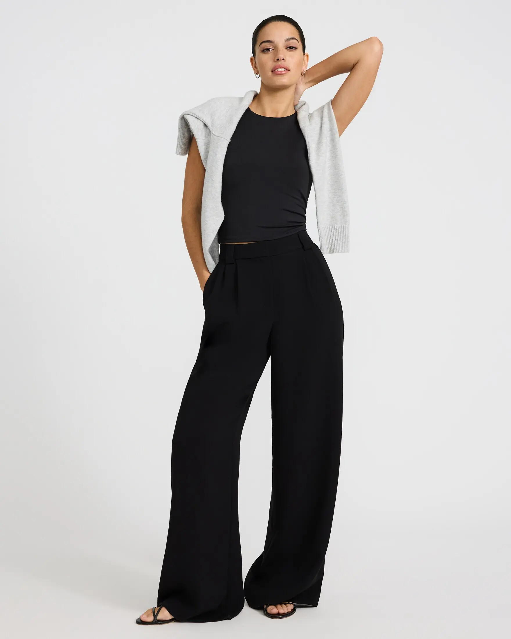 Express Signature Crepe High Waisted Relaxed Trouser, Short, Matching, Pants, Bottom, Polyester