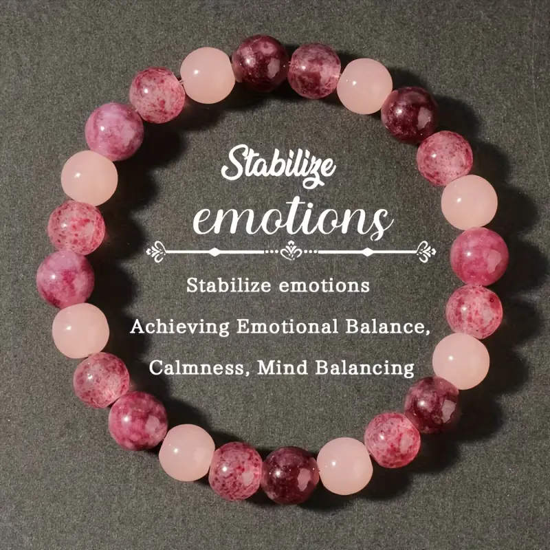 Stress Relief Bracelet, Handmade Strawberry Quartz Garnet Beaded Jewelry, Fashion Accessory for Men & Women, Perfect Gift