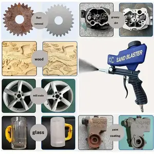 Gravity Feed Sandblaster Gun for Metal Wood Paint Rust Removal Glass Etching, Handheld Air Compressor Sand Blasting Tool