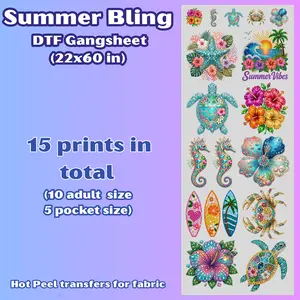 G58 Summer Bling DTF Gangsheet transfers for shirts