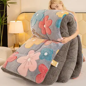 Thickened Warm Snowflake Fleece Winter Blanket, Soft Flannel Milk Wool Quilt, Twin Size Bedding, Fleece Blanket Throw, Home & Dorm Decor