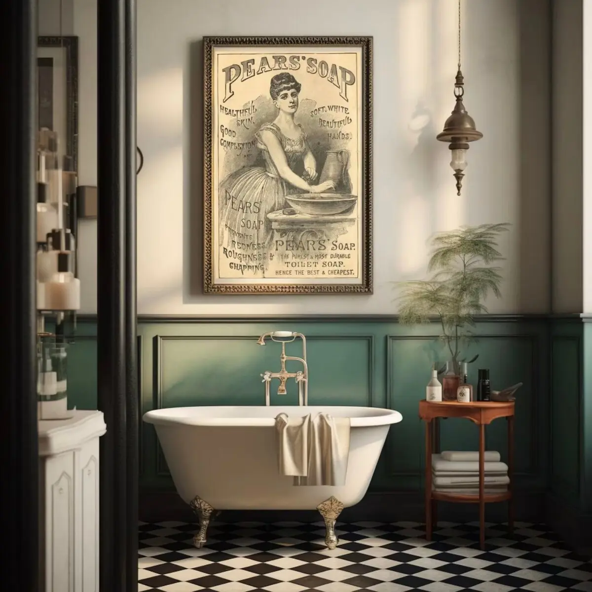 Antique Advertising Vintage Print Pear's Soap Poster for Bathroom Vintage Kitsch Print Poster, Room Decor, Unframed