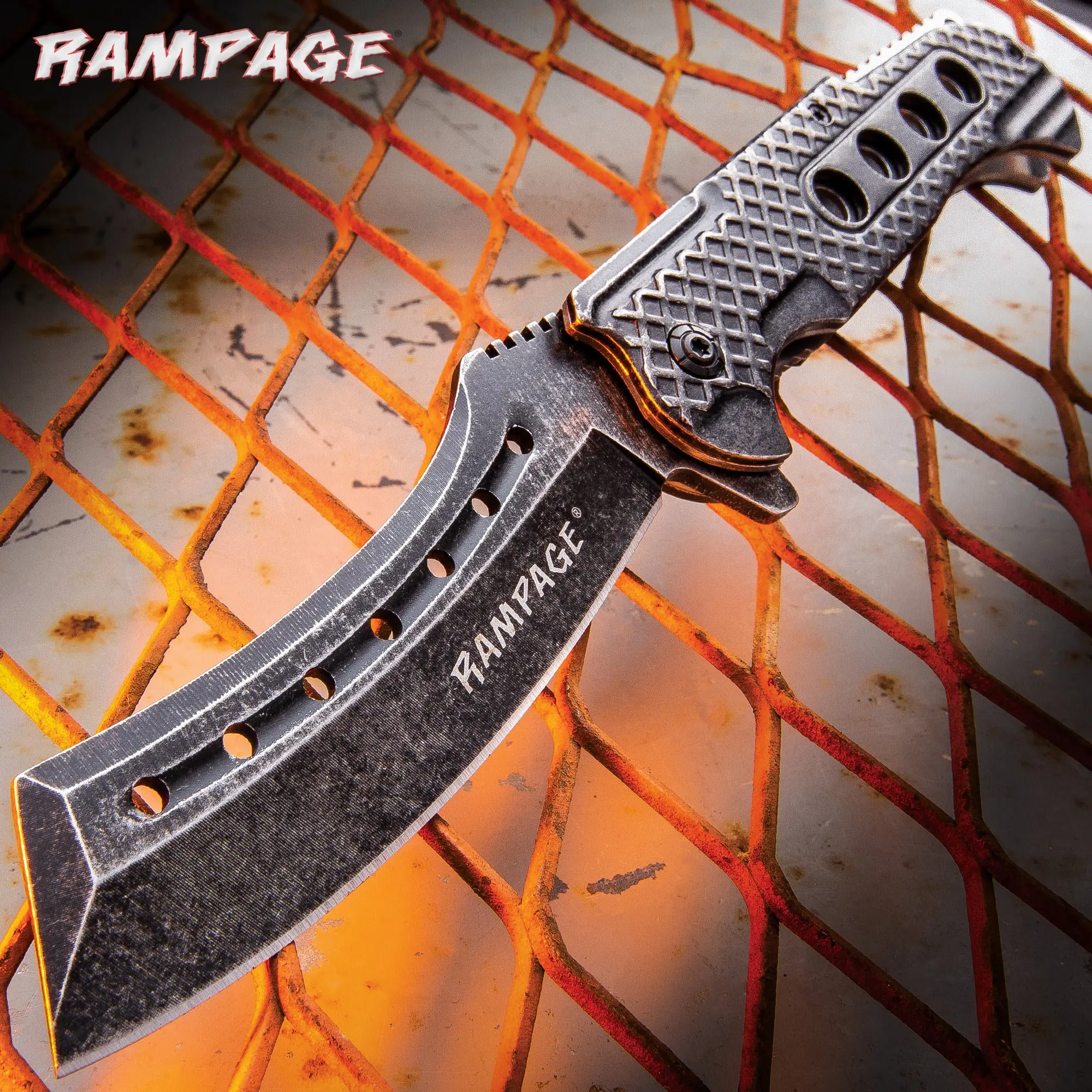 Rampage Stonewashed Speedster Assisted Opening Pocket Knife - Durable Steel Tool, Stainless Steel Blade & Handle, Pocket Clip