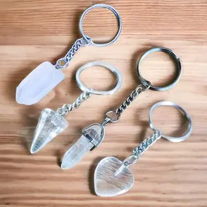 Clear Crystal Quartz Keychain