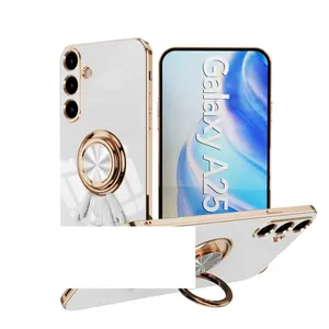 For Samsung Galaxy A25 6D Astronaut Electroplated Ring Stand Phone Case HNTKR-0039