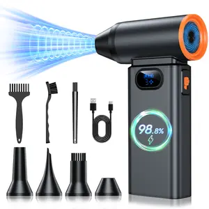 BAOHZ Compressed Air Duster 13000RPM, 4-Gear Electric Super Power Cordless Air Blower with LED Display, Rechargeable Brushless Motor, Adjustable Jet Dry Cleaning Kit for PC, Keyboard, Outdoor and Car