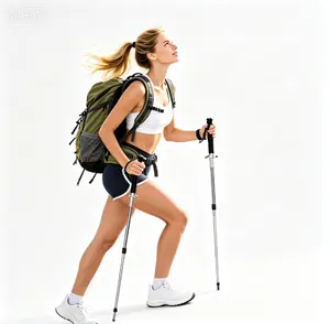 Lightweight Aluminum Hiking Poles - Multifunctional Quick-Lock All-Terrain Poles with Non-Slip Grip for Camping, Mountain Climbing