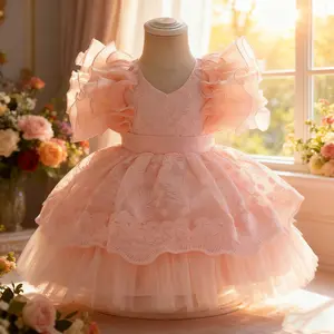 2126 Girl Princess Dress 1 Year Birthday Dress Lace Tulle Wedding 1st Birthday Party Tutu Dress Baptism Dress