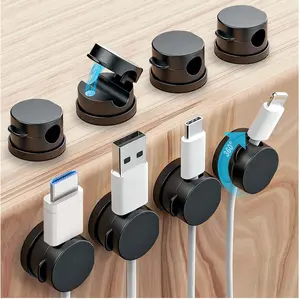 Rotatable Strong Magnetic Cable Clips Cord Holder for Nightstand, 1s Lock Phone Charger Holder, Adhesive Magnetic Cord Clips for Home/Office/Car/Game Station, Smooth Adjustable