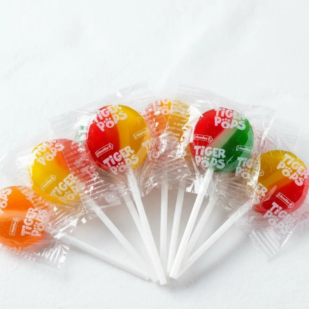 Tiger Pops Dual Flavor Swirl Lollipops Fruity Hard Candy Pops