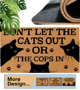 Door Mat (30"x18"), Don’T Let The Cats Out Or The Cops in Welcome Mats for Front Door Outdoor Funny Non Slip Entryway Home Decor Doormat