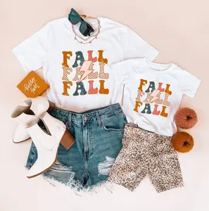 White Fall Mommy and Me Matching Shirts