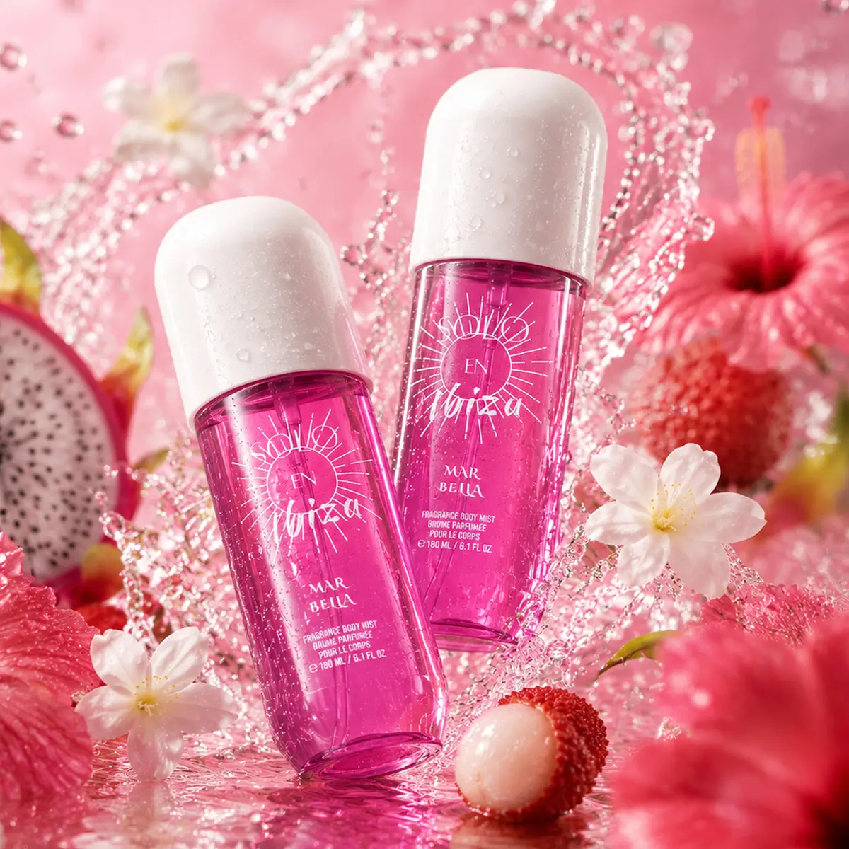 SOLO EN IBIZA Marbella Hair and Body Mist with Pitaya, Lychee & Hibiscus, Lasting Sweet Floral Perfume, Cruelty-Free, 180ml / 6.1 fl oz