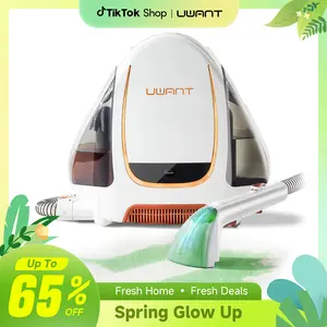 Uwant Portable Carpet & Upholstery Cleaner Machine, 15Kpa Powerful Suction Small Handheld Cleaner, Carpet Shampooer for Rug, Couch, Furniture, Pet Stains, Car, Auto Detailer, B100, White and Orange，car vacuum cleaner