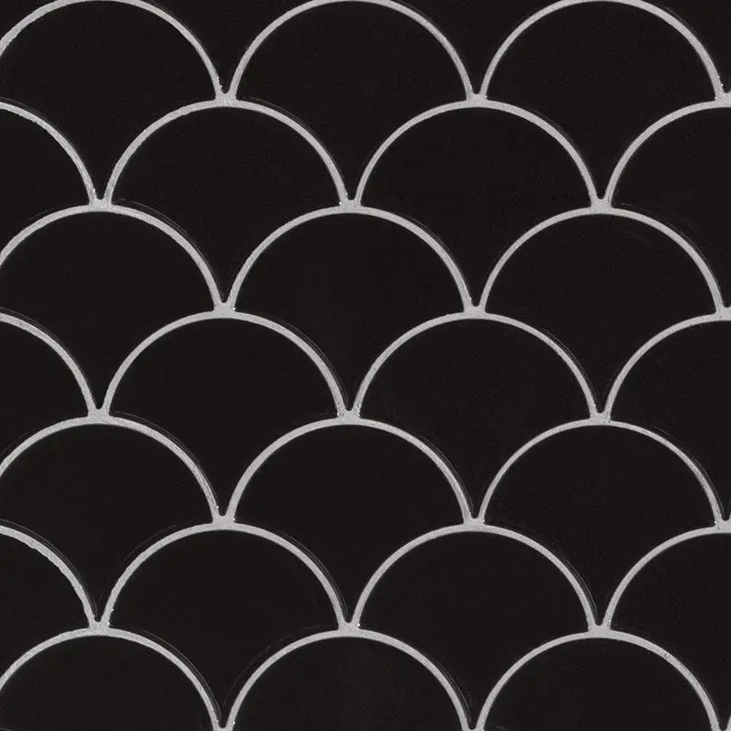 Midnight Scallop Glossy Porcelain Mosaic Tile Sample
