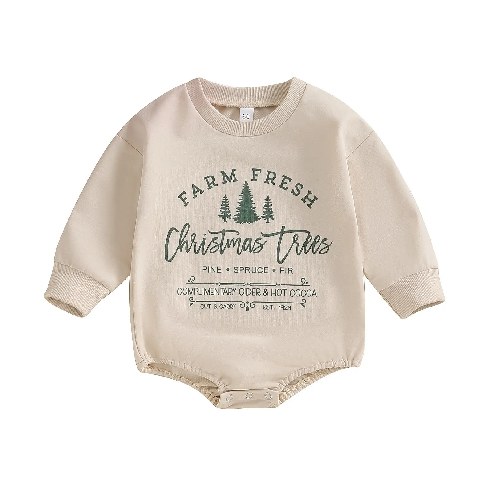 Baby Girl Boy Christmas Outfit Farm Fresh Christmas Trees Sweatshirt Onesie Bubble Romper Fall Winter Clothes