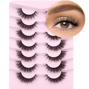 14mm Wispy Cat Eye False Eyelashes – Natural Look, Clear Band, Handmade Pack