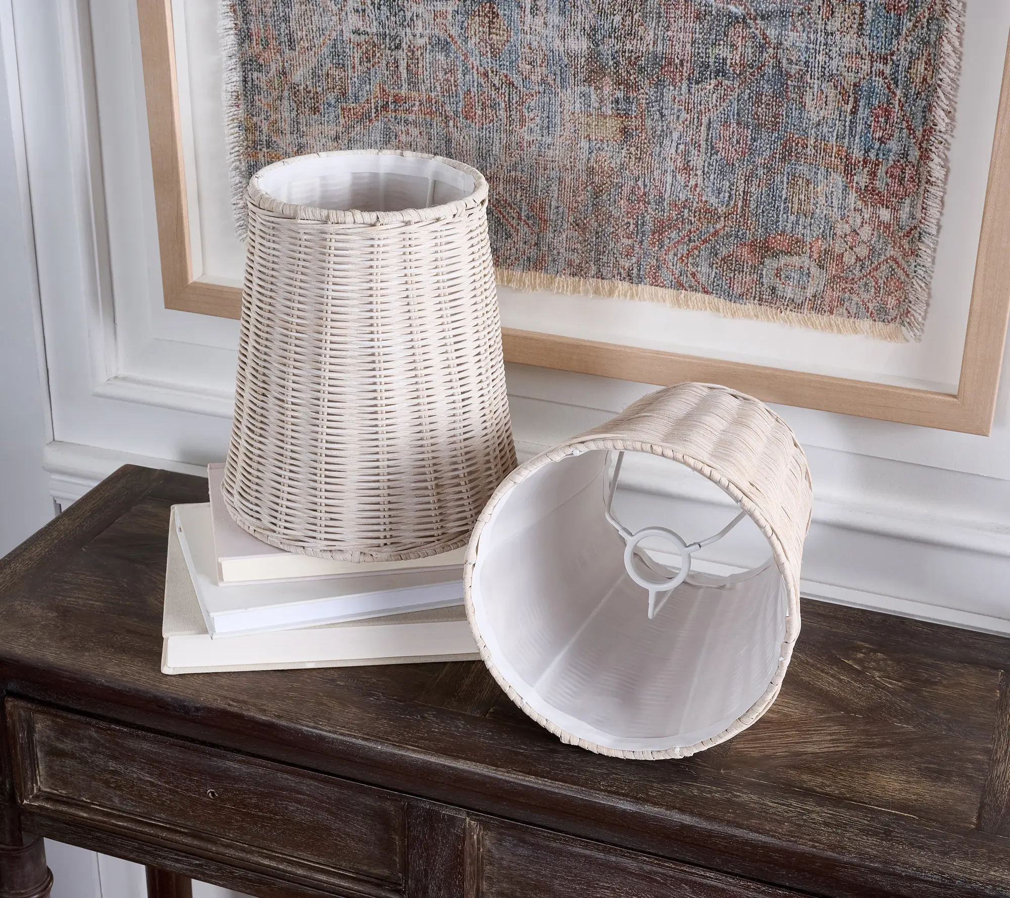 Set of 2 Wicker Lamp Shades by Valerie Set of 2 Wicker Lamp Shades by Valerie