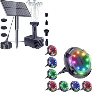 Biling,Solar Water Fountain Pump Outdoor, Solar Pathway Lights Outdoor Uplight Sidelight