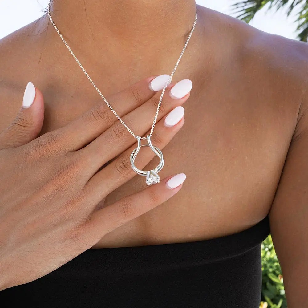 Silver Ring Holder Necklace, Horseshoe Engagement Ring Keeper Necklace, Dainty Ring Keeper Pendant Wedding Ring Holder Necklace Doctors