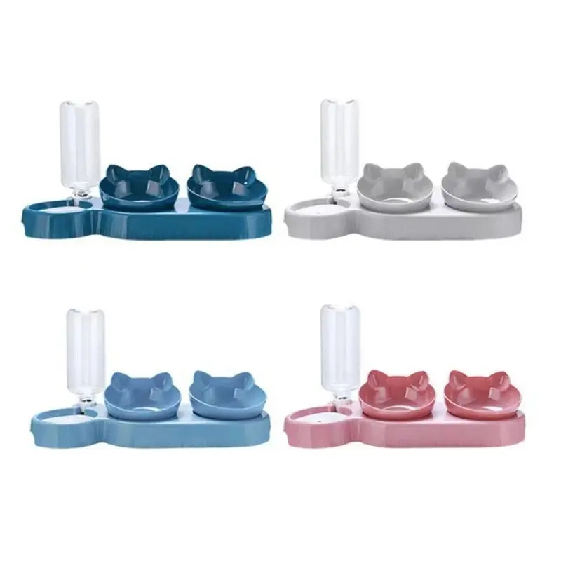 3 in 1 Pet Feeder Automatic Water Dispenser Double Bowl for Small Cats and Dogs  Food Container Easy Washable Light weight in 4 colors Cat and dog food Acessories.
