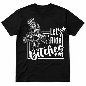 Let’s Ride UTV SXS Four Wheeler Graphic T-Shirt, UTV Offroad Mudding Tee, ATV Side By Side Trail Riding Shirt, Mud Riding Dirt Flying Gift For Men Women, 100% Cotton