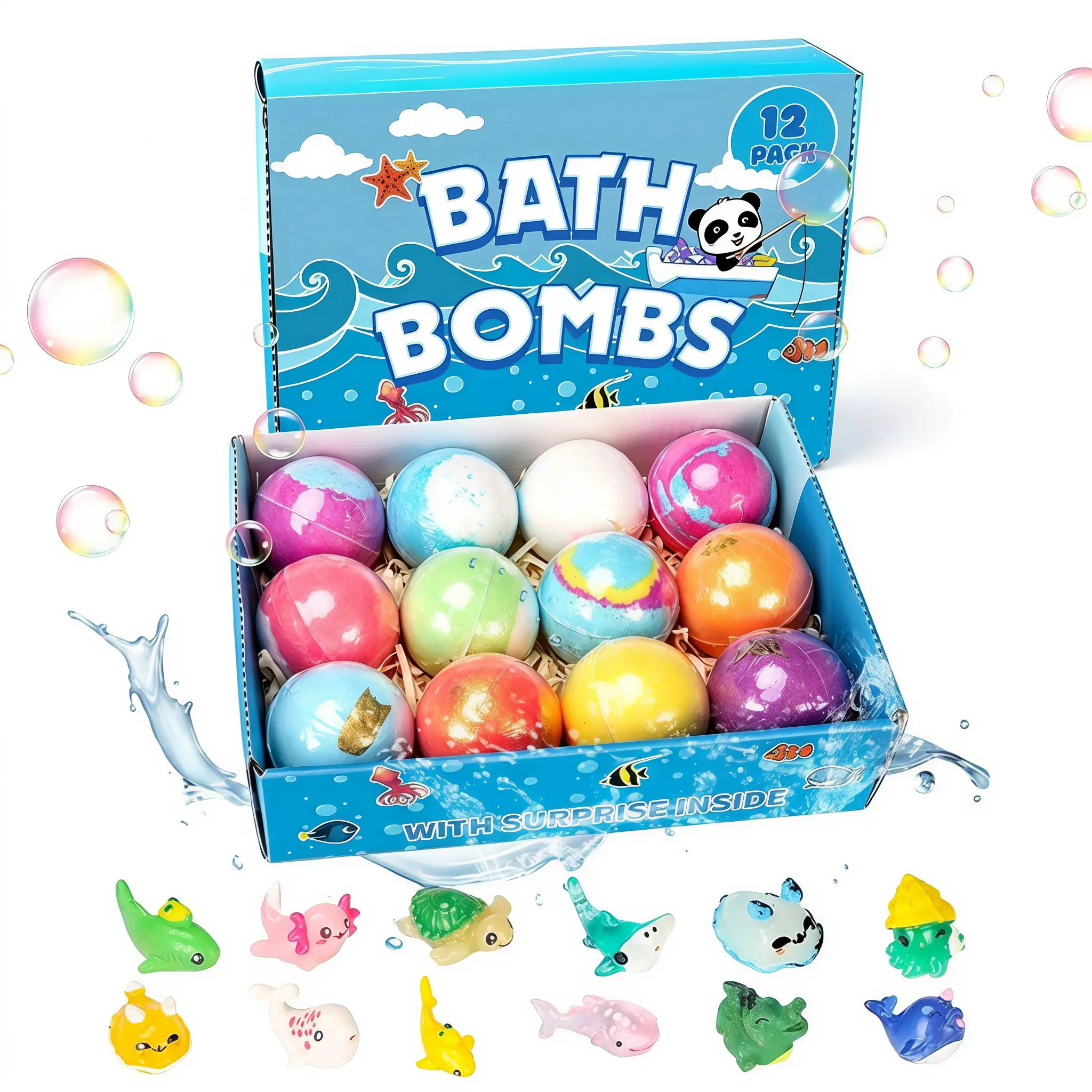 Bath Bombs for Kids with Surprise Inside, 12 Pack Kids BathBombs with Toys Inside Gift Set, Kid Bubble Bath Fizzy forGirls Boys with Bath Toys (Classic Edition)